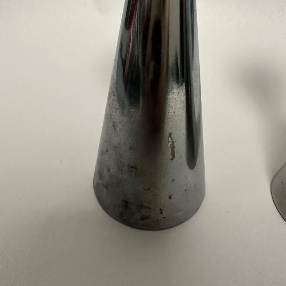 Ikea Tapered Metal Candle Holders Set of 2 Silver Tone MCM Scandi Style 8